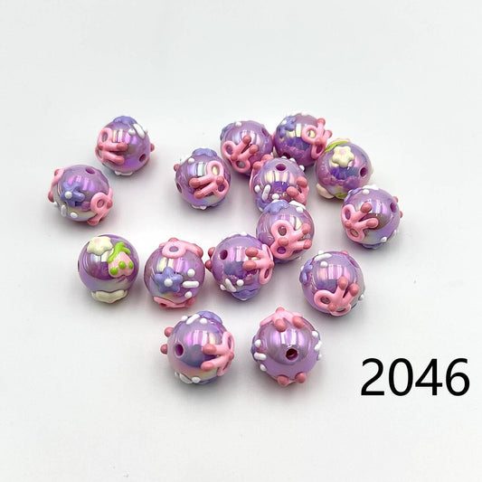 ❤ 新作 ❤ 高品質ペイントビーズ DIY ハンドメイド（通し穴付き）2046~2070
