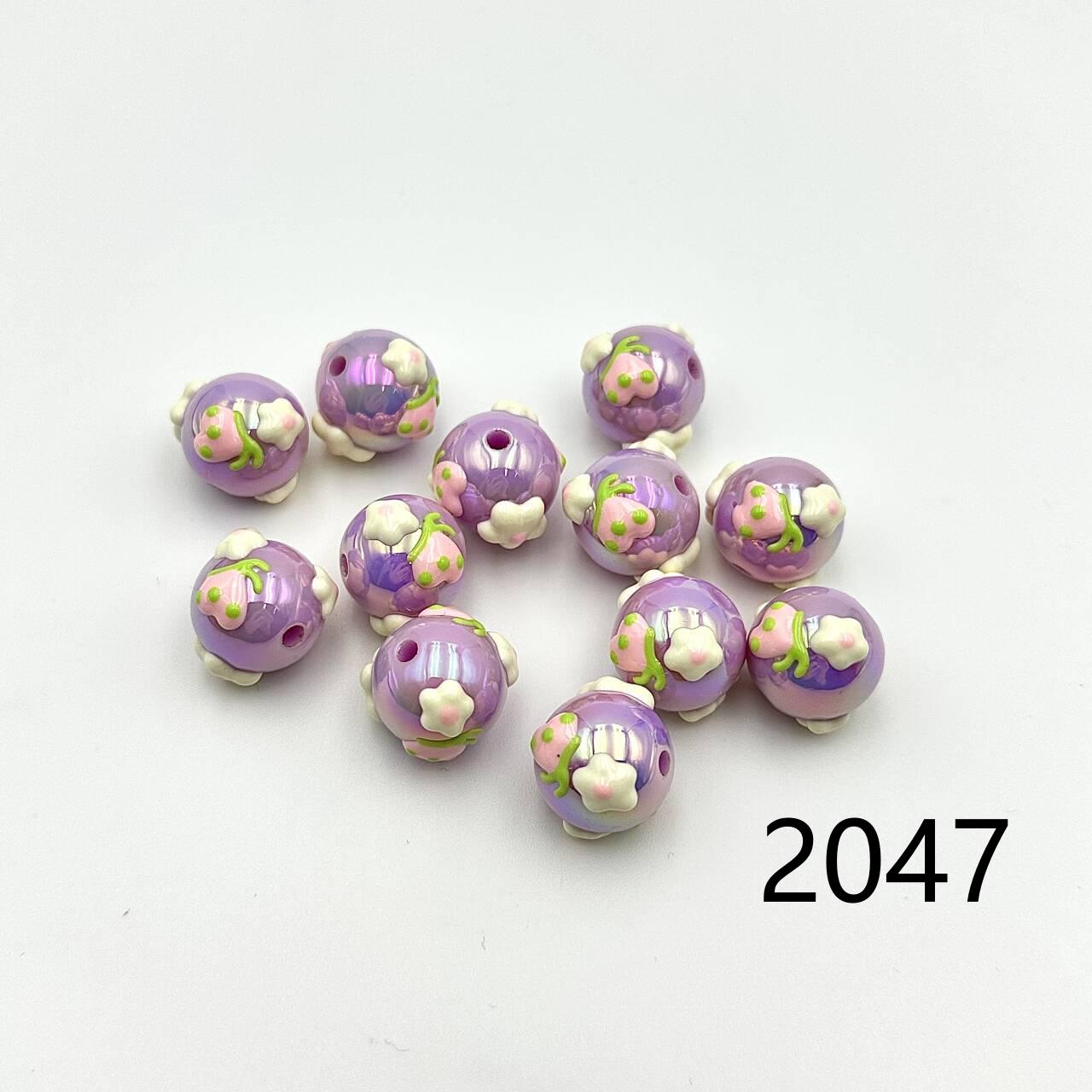 ❤ 新作 ❤ 高品質ペイントビーズ DIY ハンドメイド（通し穴付き）2046~2070