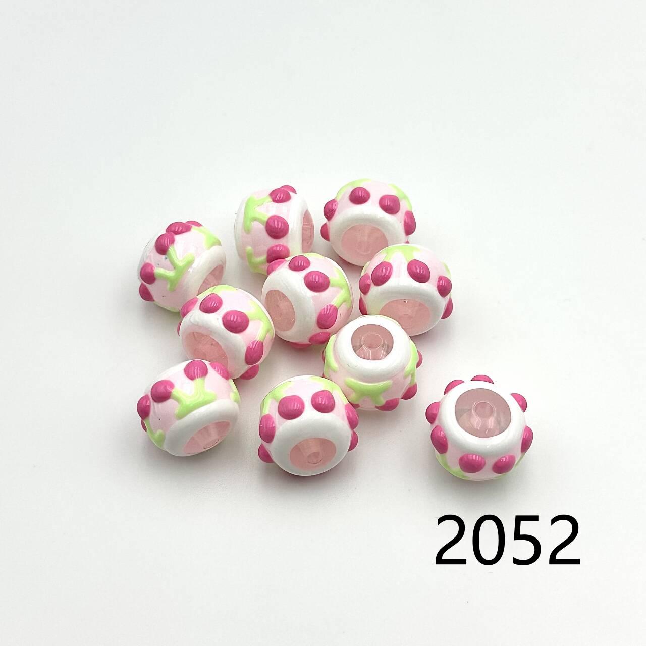 ❤ 新作 ❤ 高品質ペイントビーズ DIY ハンドメイド（通し穴付き）2046~2070