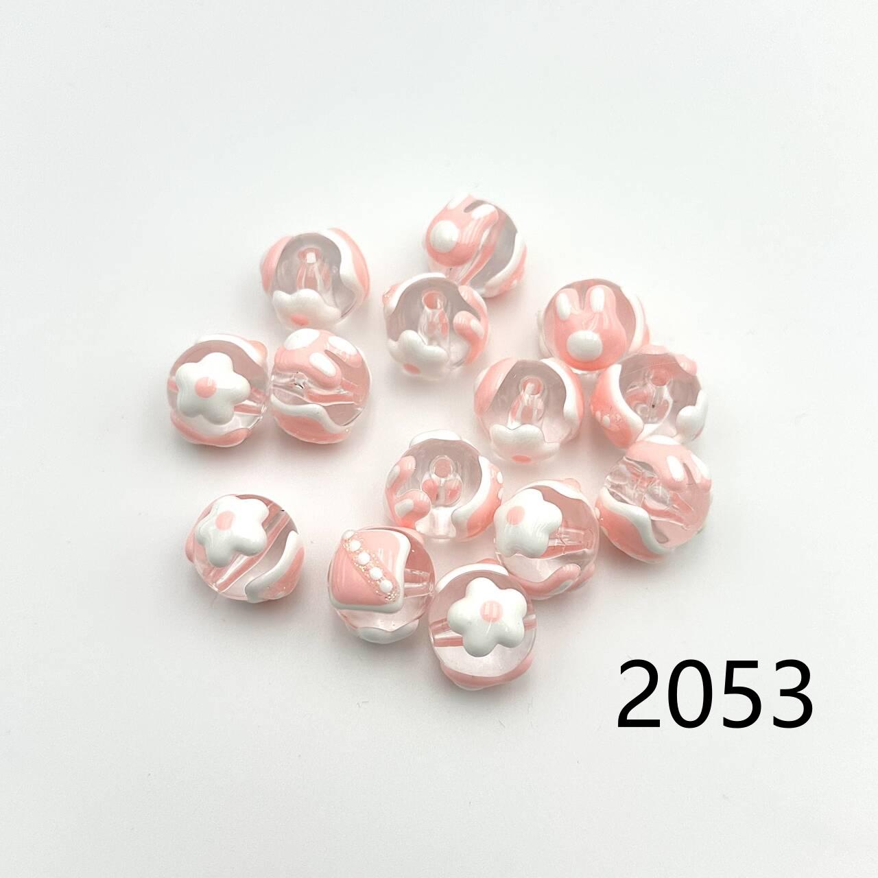 ❤ 新作 ❤ 高品質ペイントビーズ DIY ハンドメイド（通し穴付き）2046~2070