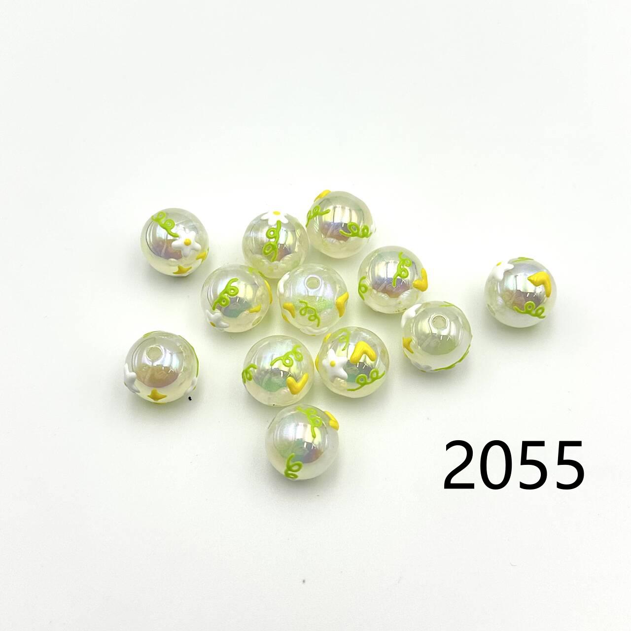 ❤ 新作 ❤ 高品質ペイントビーズ DIY ハンドメイド（通し穴付き）2046~2070