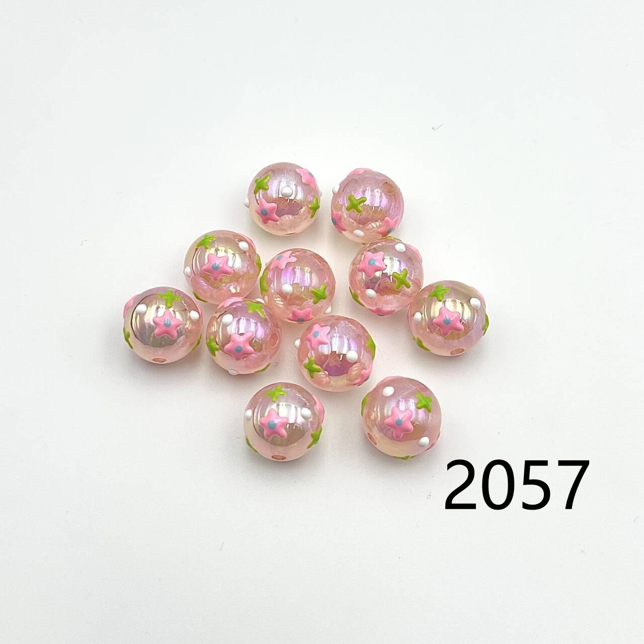 ❤ 新作 ❤ 高品質ペイントビーズ DIY ハンドメイド（通し穴付き）2046~2070