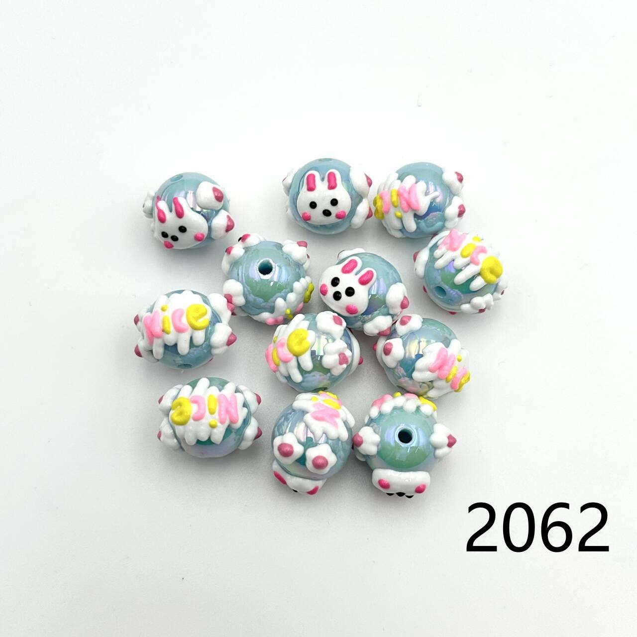 ❤ 新作 ❤ 高品質ペイントビーズ DIY ハンドメイド（通し穴付き）2046~2070