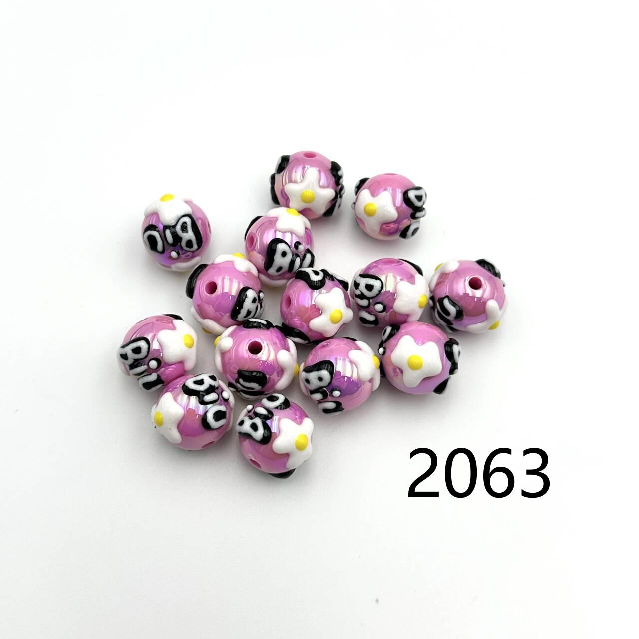 ❤ 新作 ❤ 高品質ペイントビーズ DIY ハンドメイド（通し穴付き）2046~2070