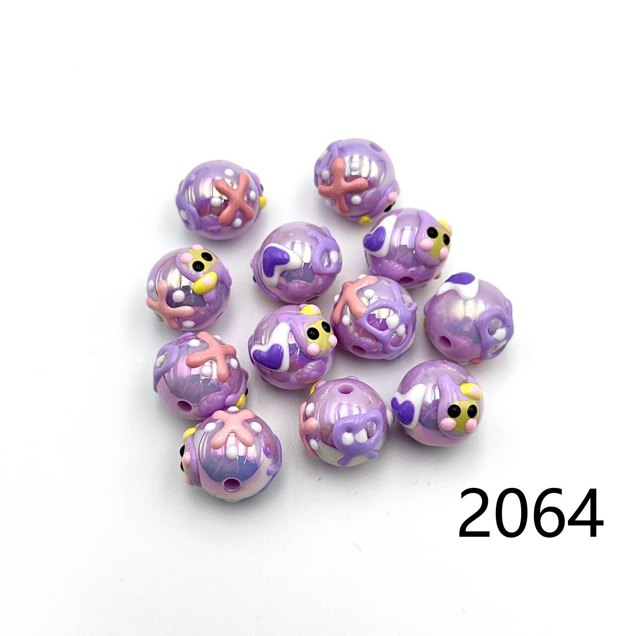 ❤ 新作 ❤ 高品質ペイントビーズ DIY ハンドメイド（通し穴付き）2046~2070