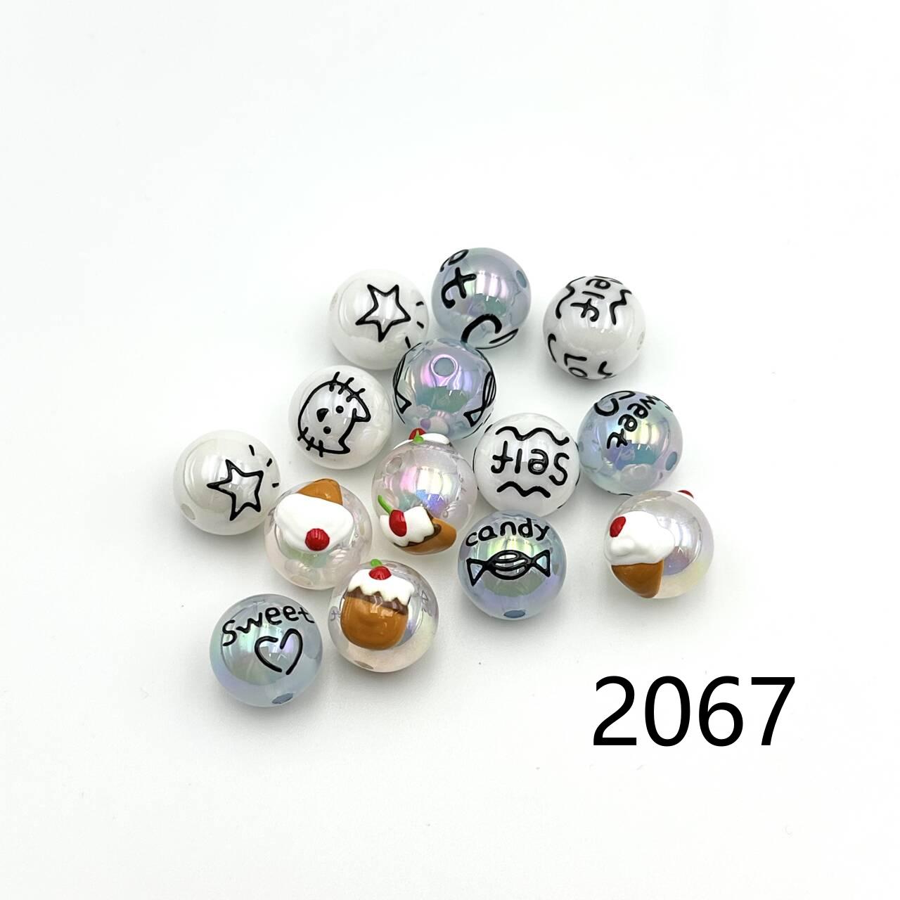 ❤ 新作 ❤ 高品質ペイントビーズ DIY ハンドメイド（通し穴付き）2046~2070