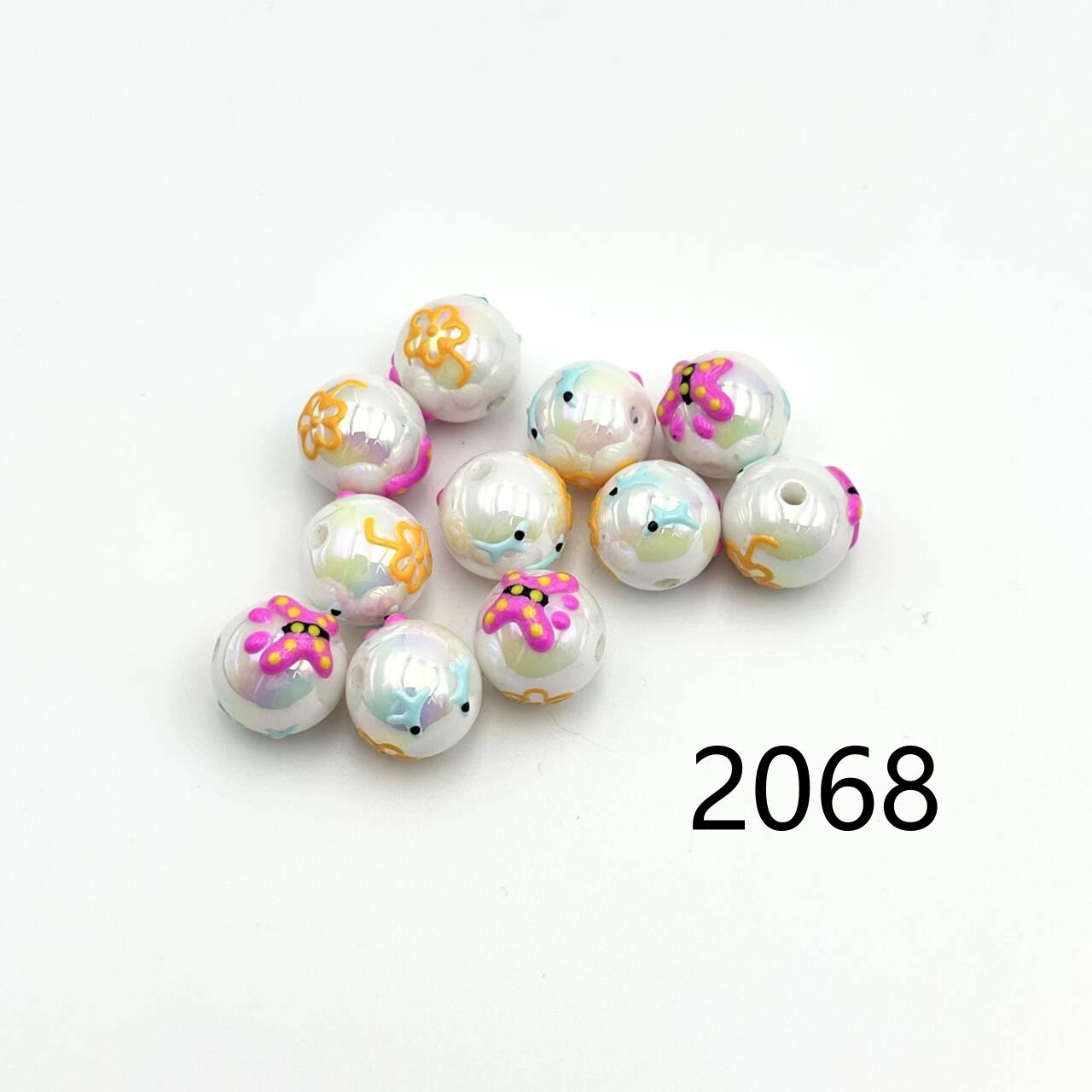 ❤ 新作 ❤ 高品質ペイントビーズ DIY ハンドメイド（通し穴付き）2046~2070
